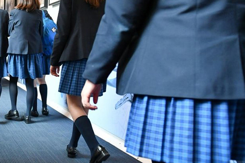school girls walking